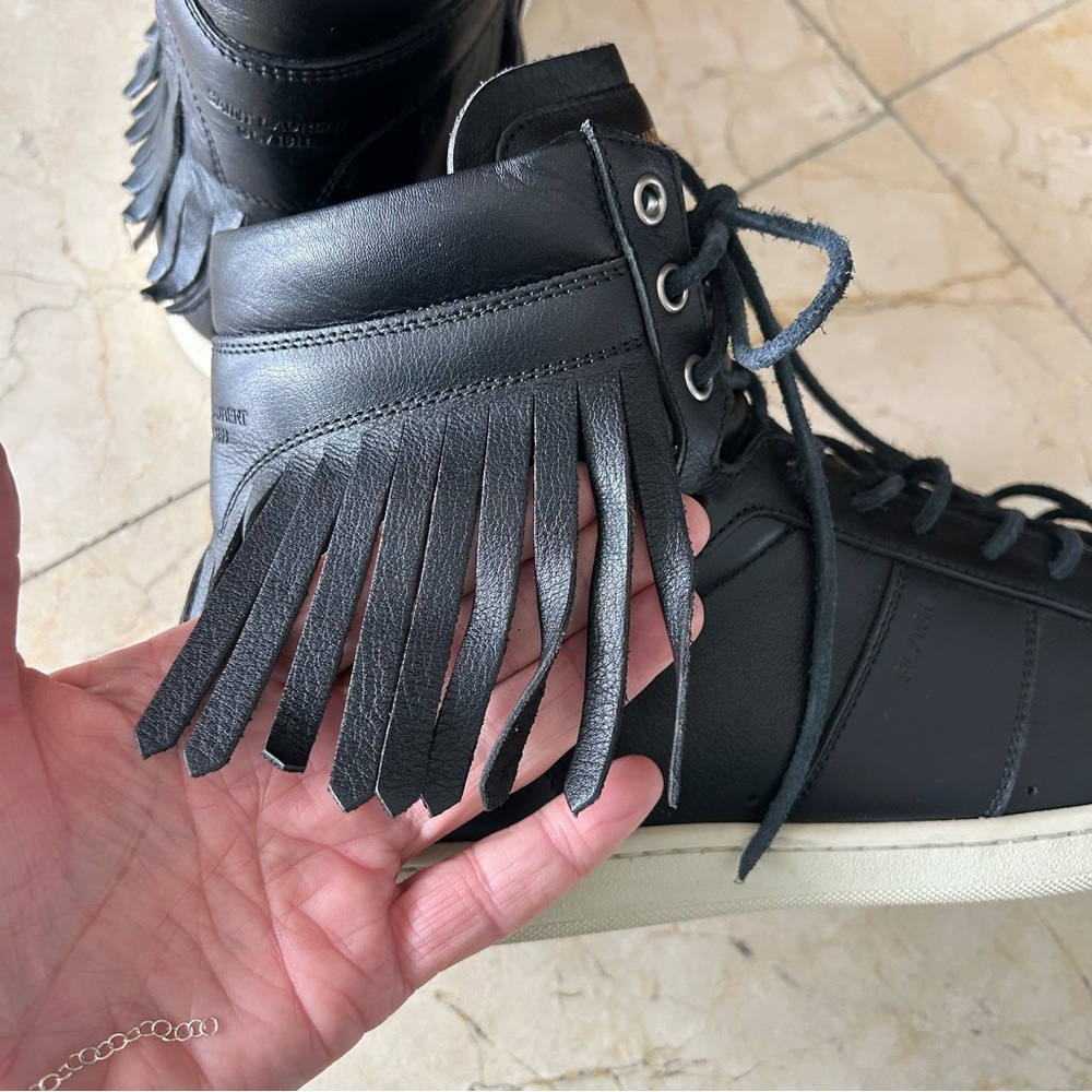 Saint Laurent SL-18 High-Top Black Leather Sneakers - Picture 11 of 14
